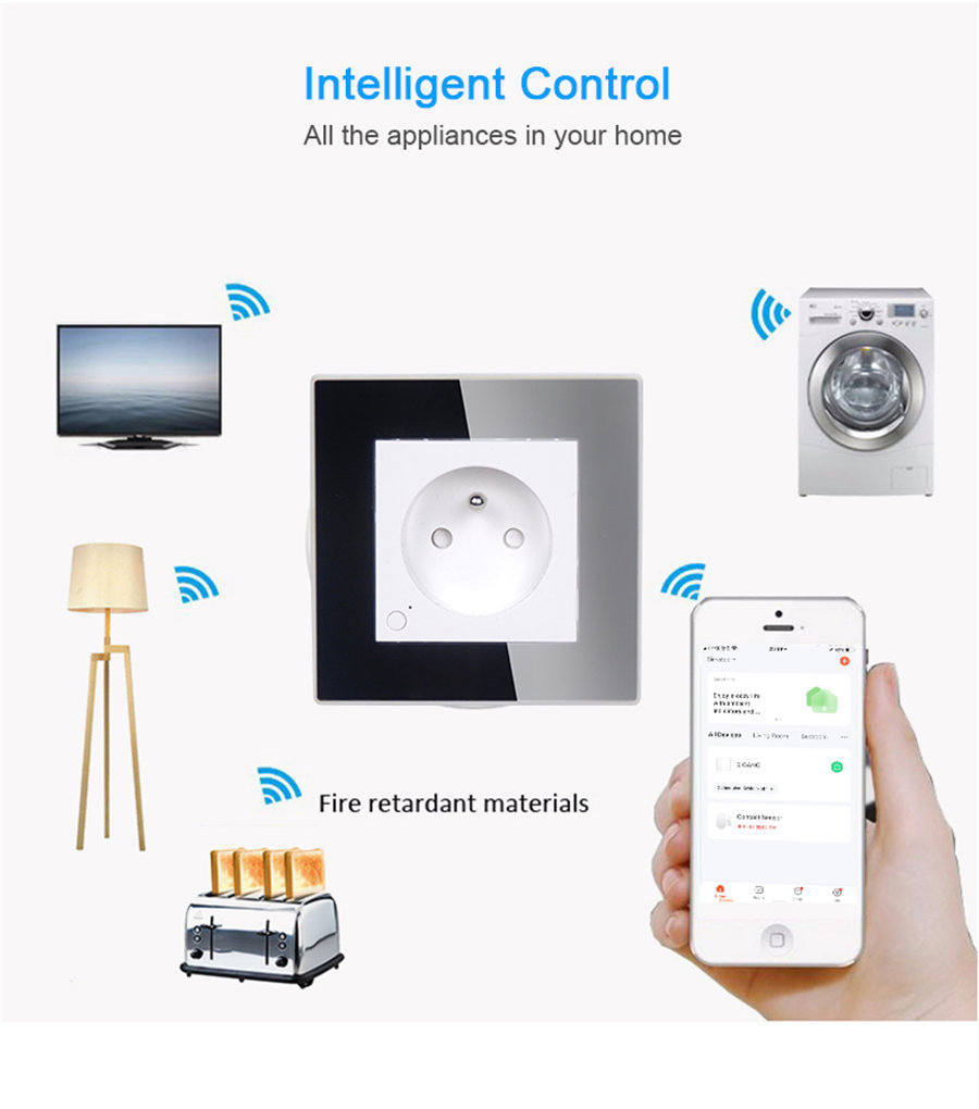 WiFi Smart flush wall socket with energy monitoring6
